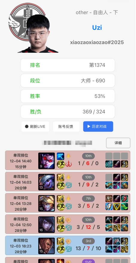 最戒网瘾的一天！Uzi昨日中午上线连跪四把之后迅速下线，薇恩小炮合砍1-15