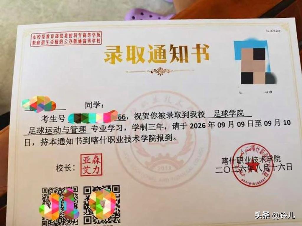 河北考生435分被喀什职业技术学院“足球运动与管理专业录取。

因为在喀什踢过比