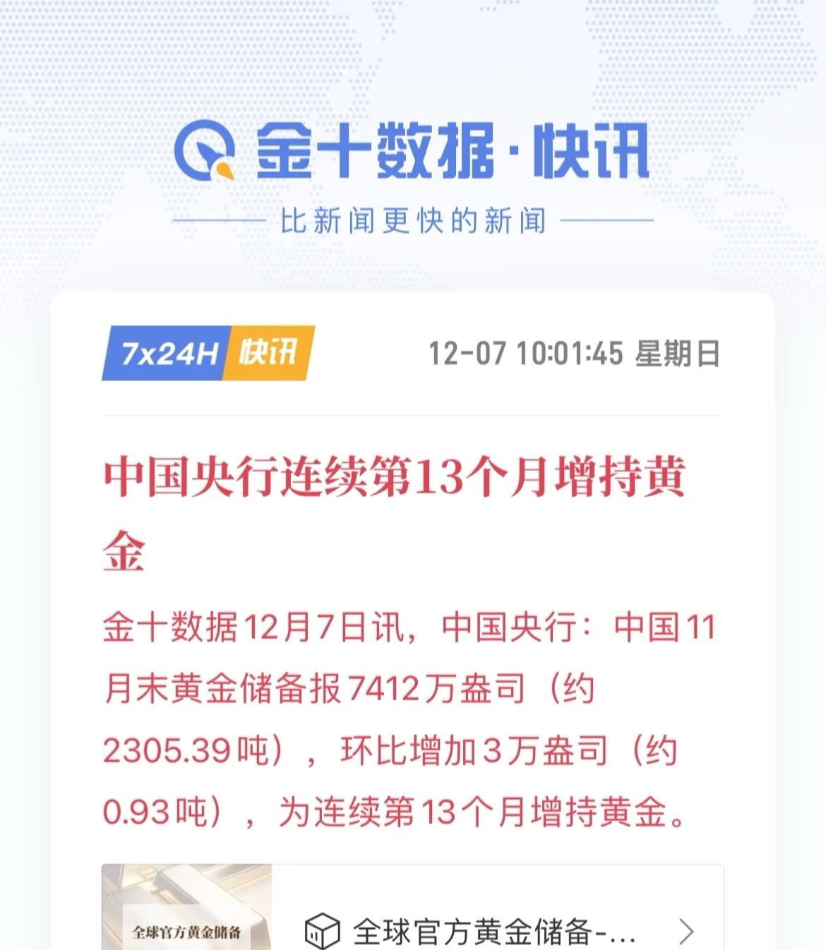 中国央行连续13个月增持黄金。

告诉你们一个真理！乱世黄金盛世陶瓷！黄金是战争