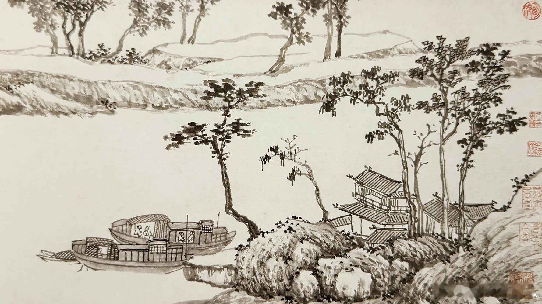【中华名画欣赏 《京口送别图》（沈周）】    《京口送别图》是明代画家沈周所绘