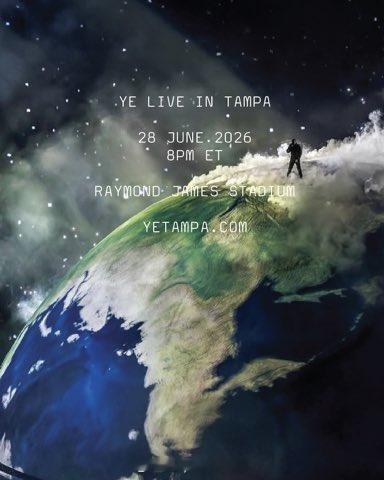 Ye世界巡回演唱+2🏟️美国佛罗里达州坦帕市🕙2026.6.26/6.28 