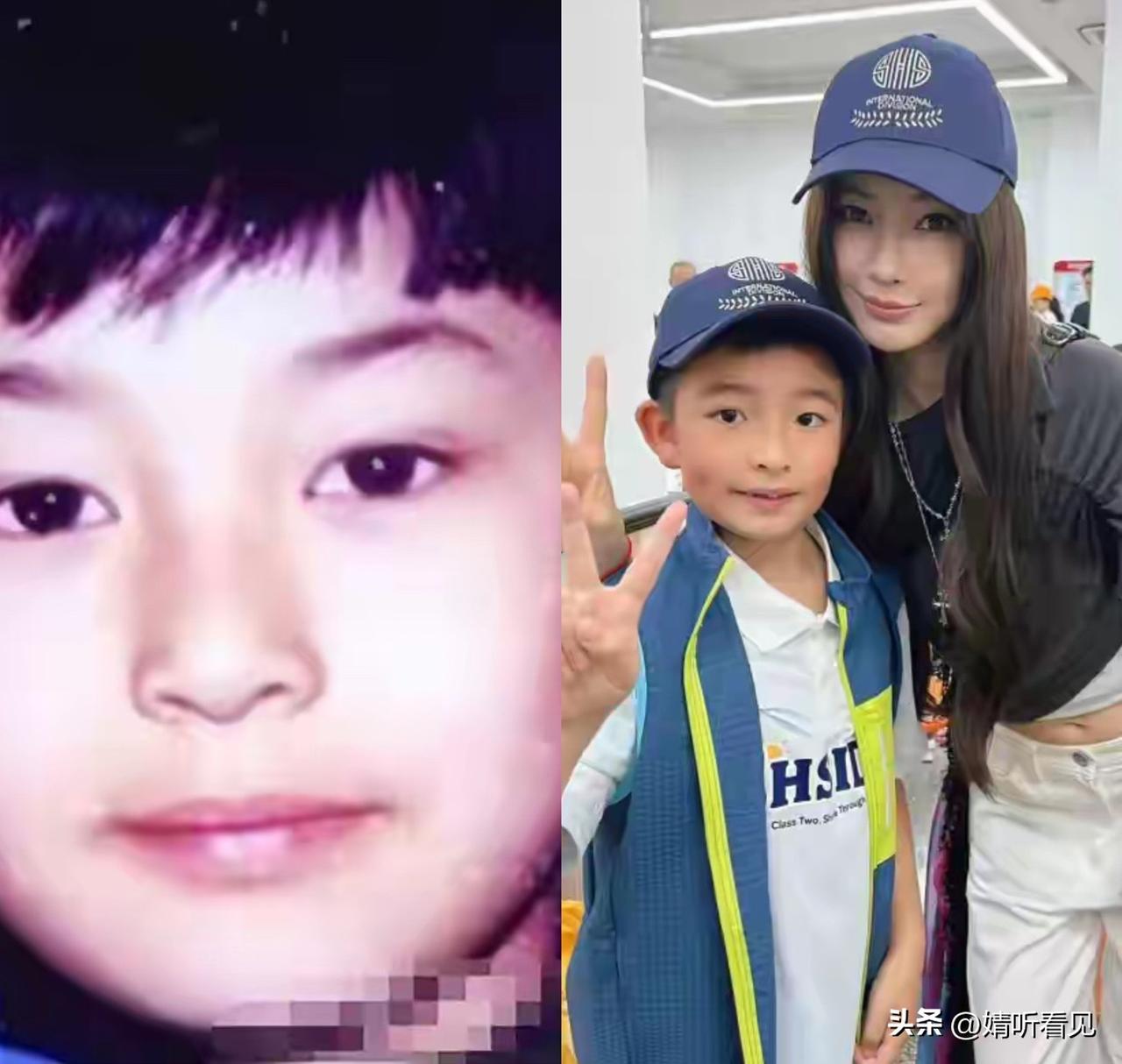 发现了吗？
黄晓明的遗传基因也太强了吧！
小海绵的眼睛和脸型，与童年时期的黄晓明