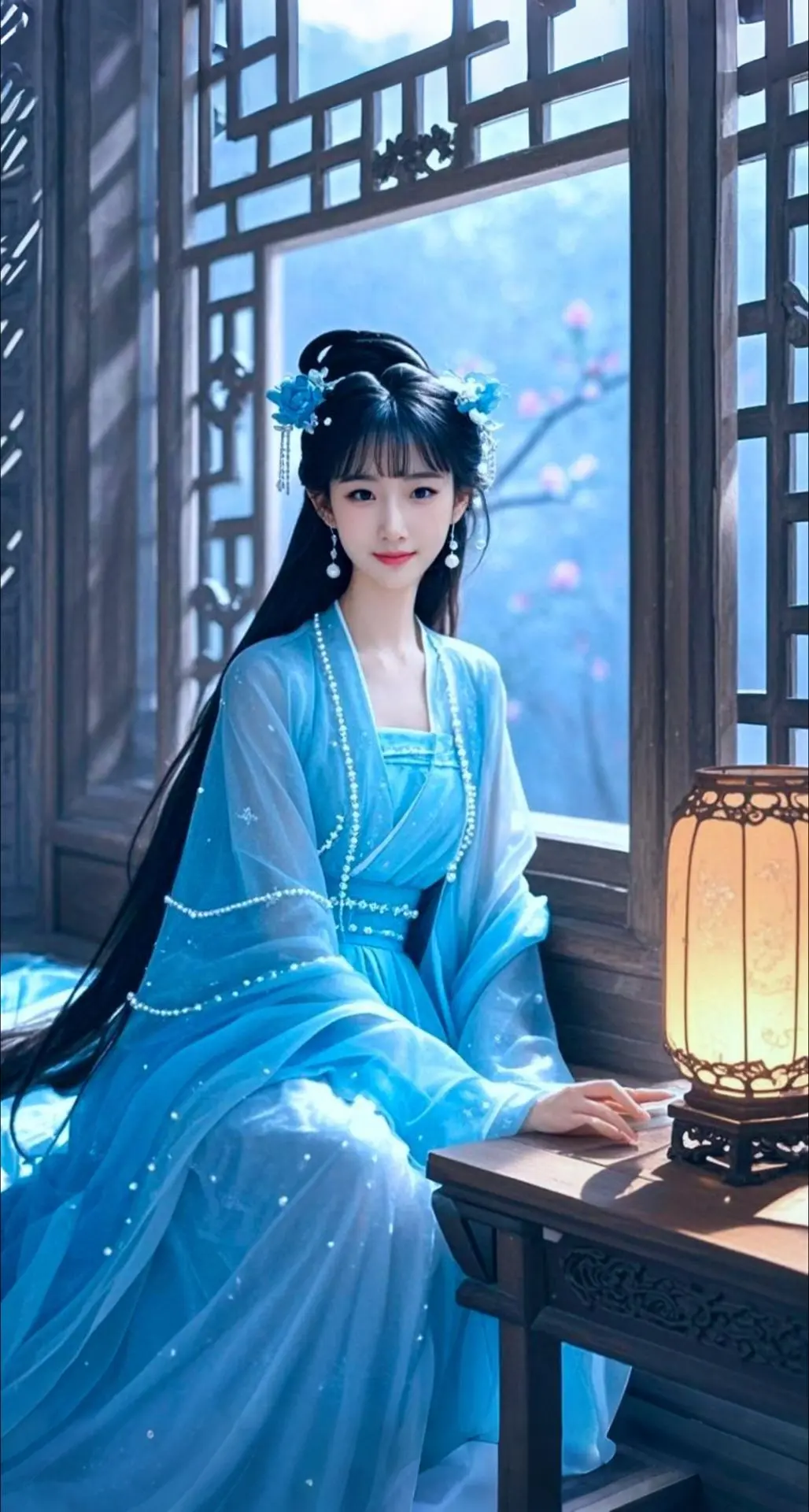 AI扩图 AI蓝裳幽梦