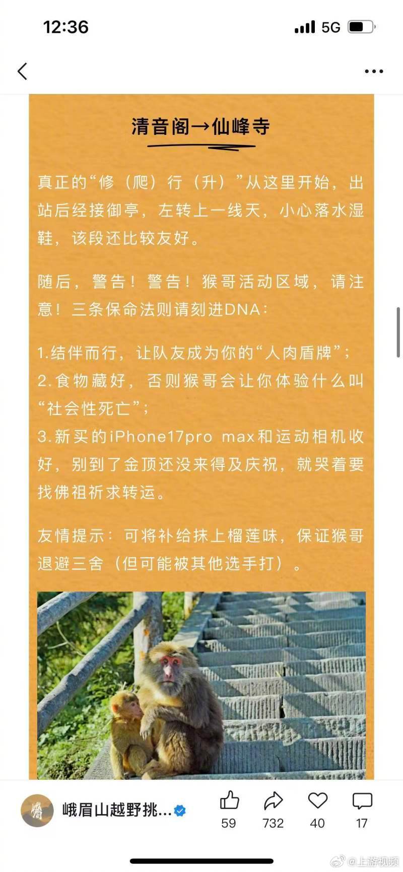 #峨眉山越野赛选手名单现猴子图案#【猴哥也参赛？峨眉山越野赛选手名单出现猴子图案