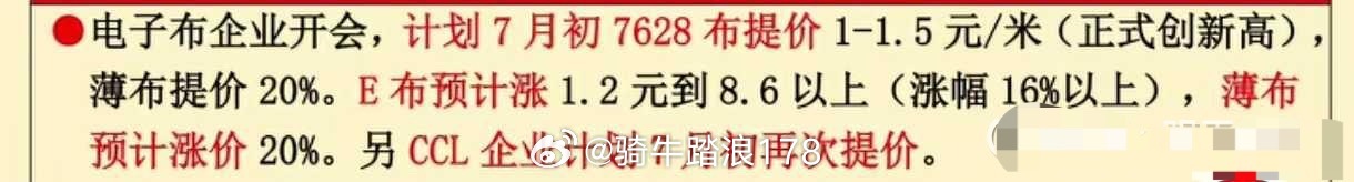 电子布+CCL同步涨价利好个股分两大板块消息核心：7月初7628电子布、E布、超