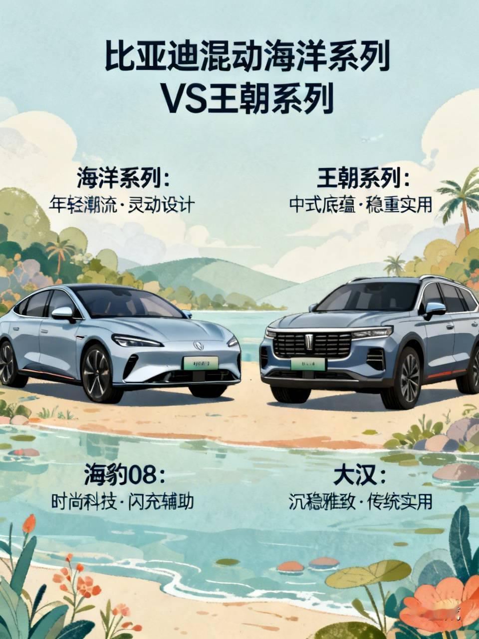 比亚迪混动海洋系列和王朝系列哪个更适合女孩子开，得看个人喜好。
海洋系列主打年轻