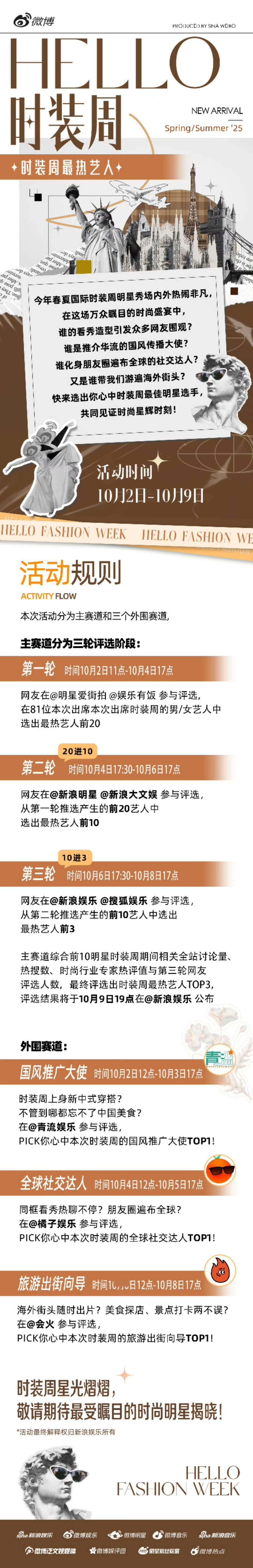#时装周最热艺人前十#结果揭晓，最终轮推荐即刻开启，艺人们每一个亮相都让人惊艳不