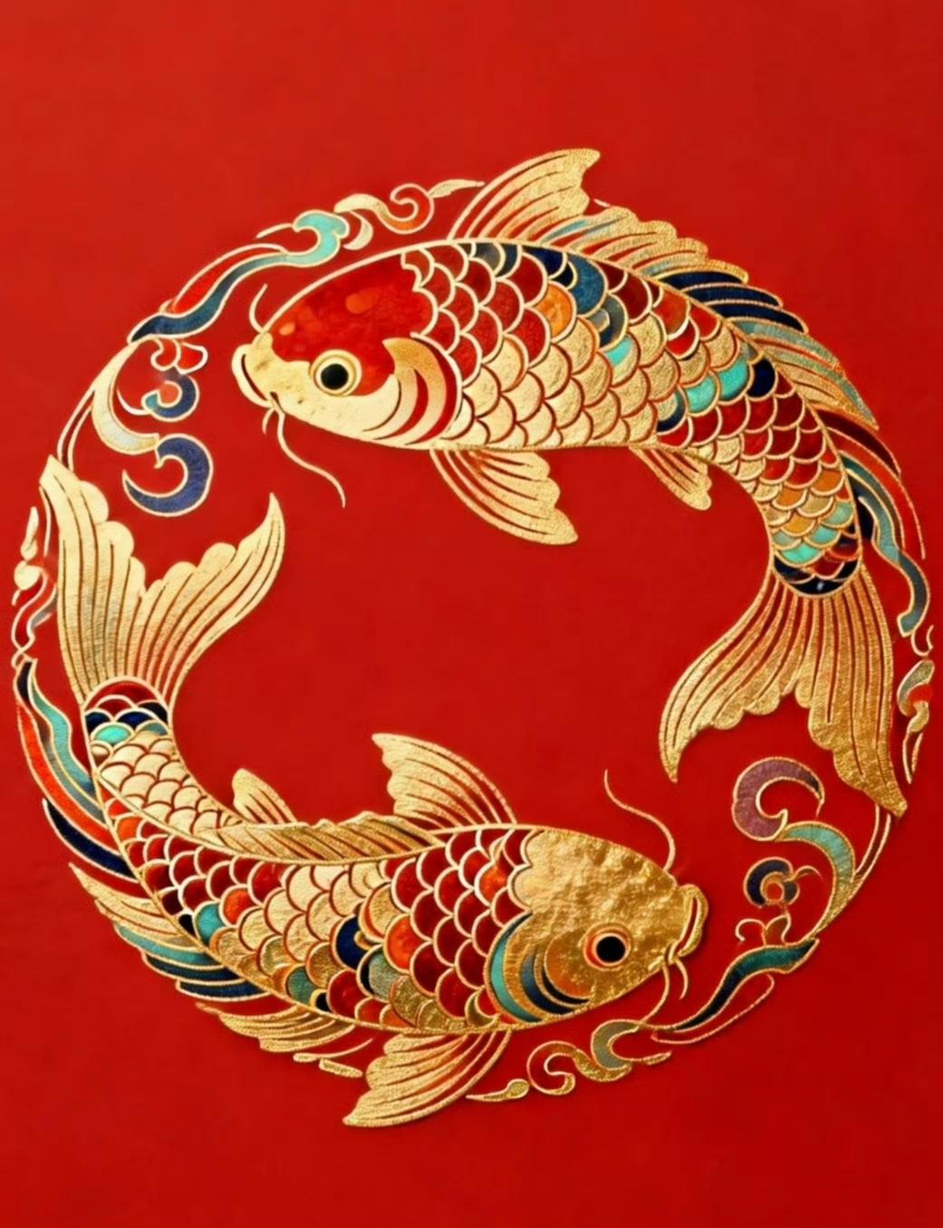 “ 金鲤环圆，好运连连 … ” ​​​
传统文化 绘画 锦鲤