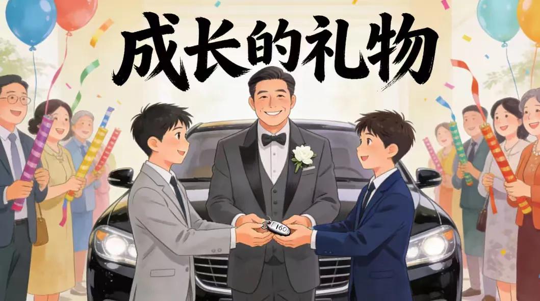 男子再婚，16岁双胞胎儿子亲手将他送上婚车：爱的传承与理解
婚车启动前，刘先生回