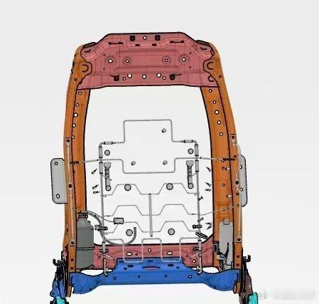 蔚来全新ES8靠背和坐垫都有对应的悬簧来增强支撑，也就是大家所说的弹簧。靠背的悬