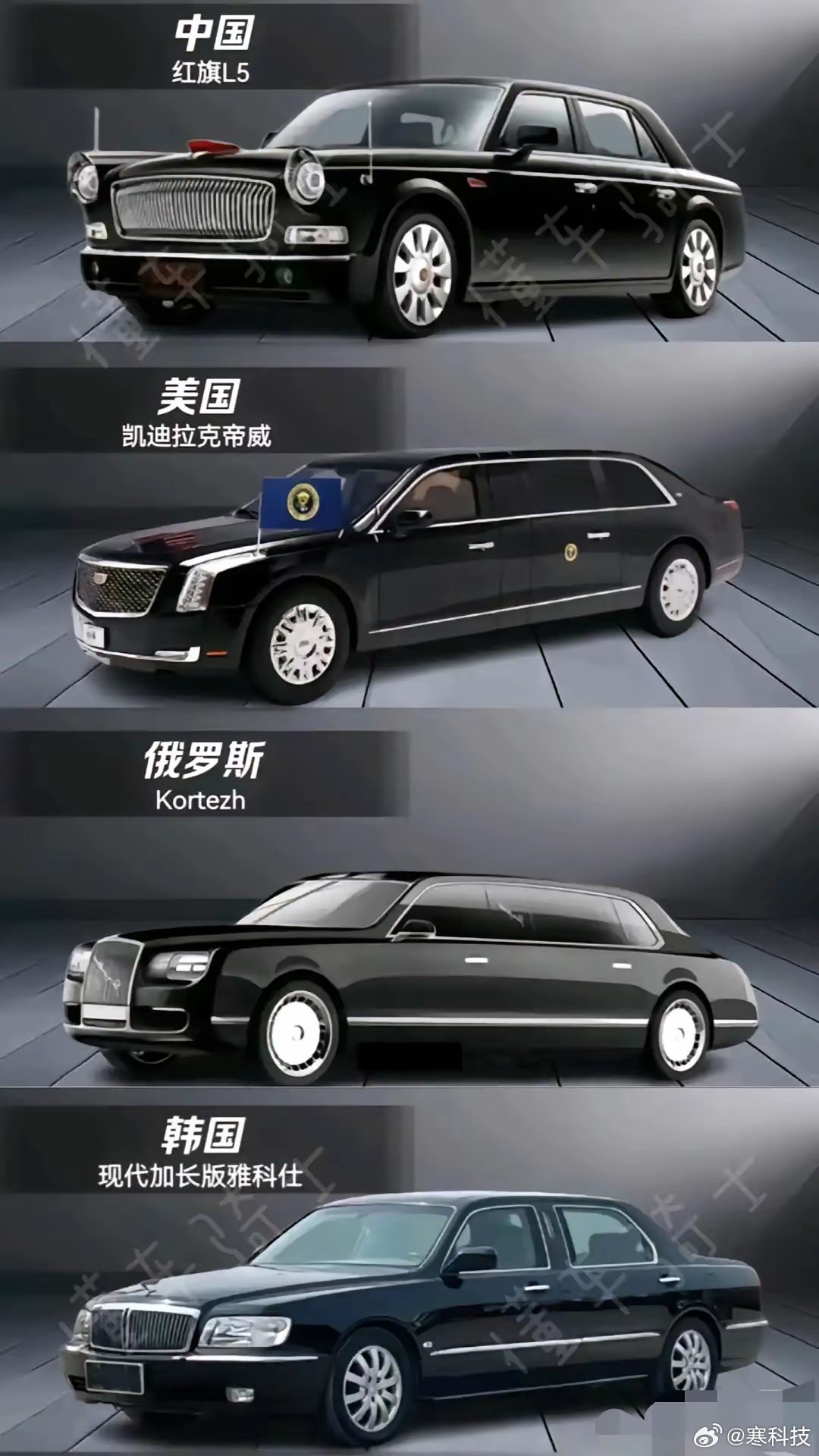 各国迎宾车，网友都觉得凯迪拉克前脸霸气，你们觉得呢[思考] ​​​