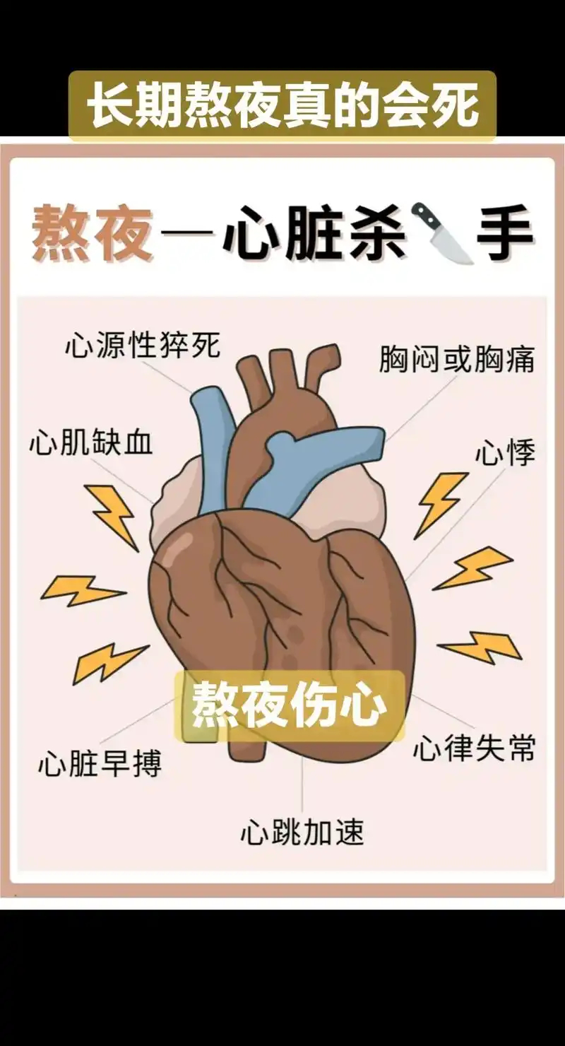 生活手记长期熬夜会打乱人体的昼夜节律，短期影响认知功能，长期则显著增加心血管、代