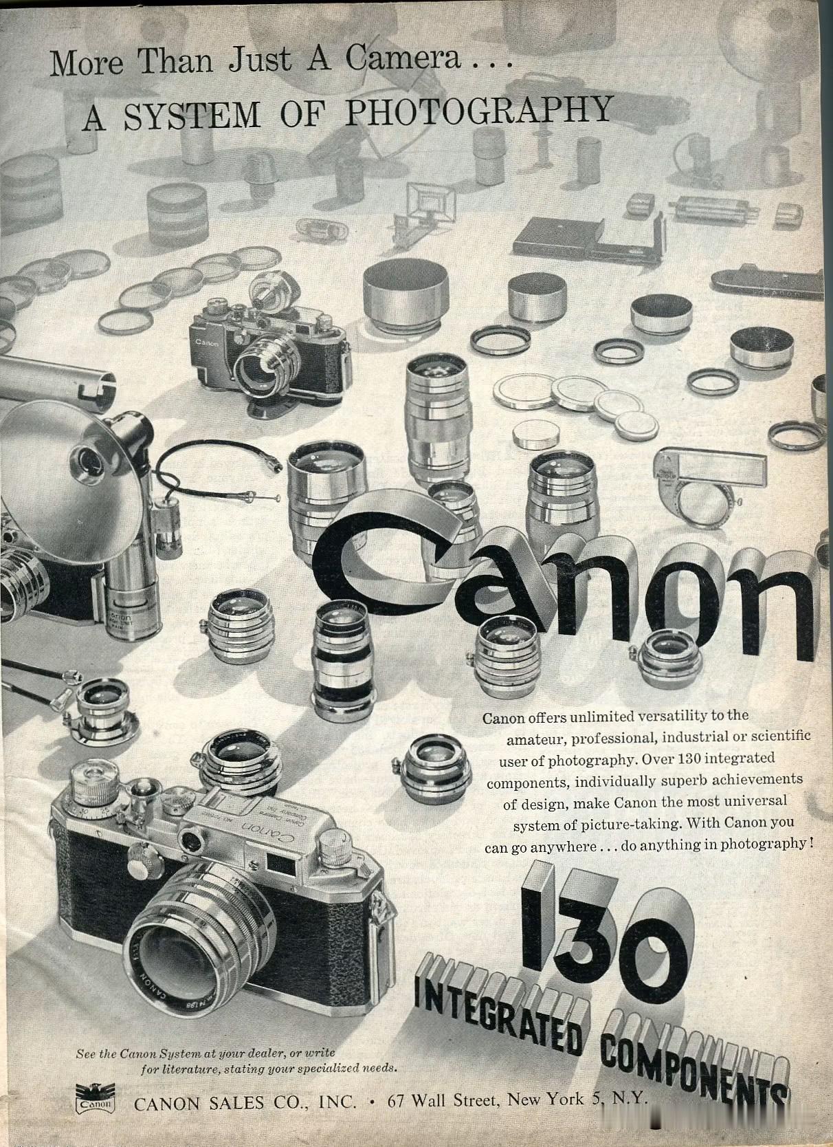 1955年Canon相机在美国的广告宣传页。


图中的是1955年，日本佳能公