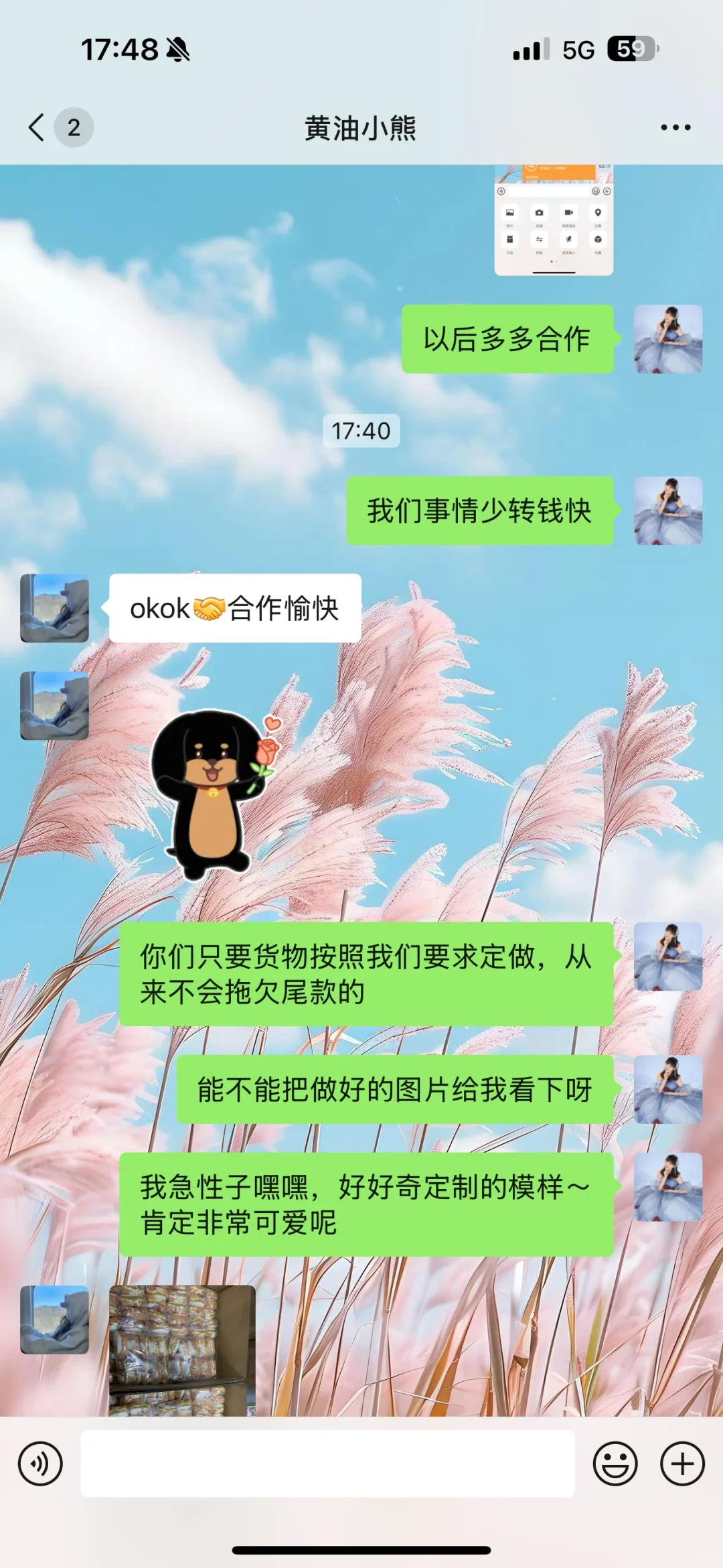 定制的黄油小熊终于喊我交尾款啦。 3000个，到时候让小助理和运营小哥...