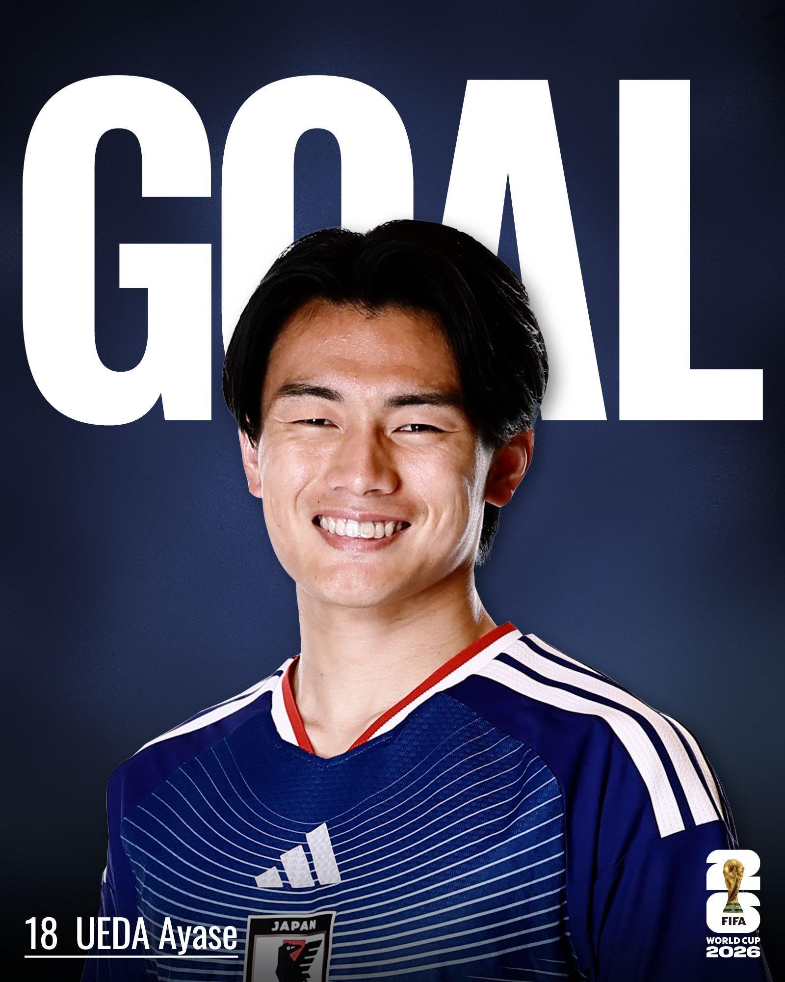 サッカー日本代表日本队 【得点】上田綺世，日本追加点2026美加墨世界杯小组赛次
