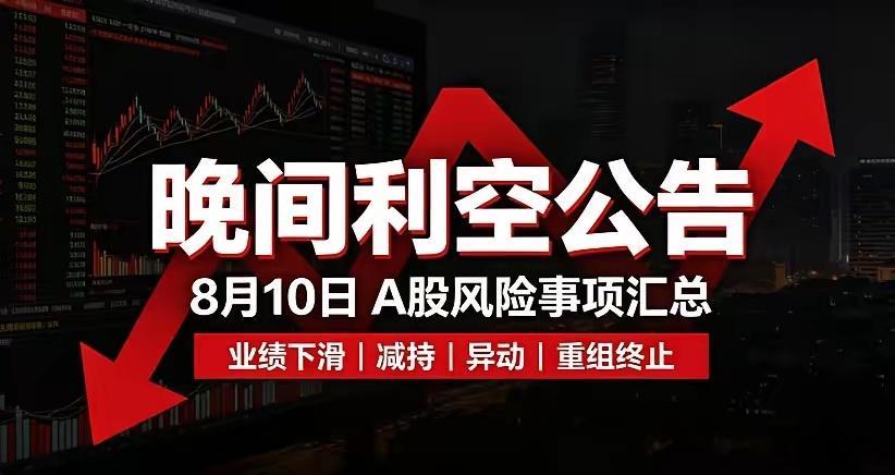 8月10日A股晚间利空公告精简汇总一、业绩下滑1、赣粤高速：半年净利同比降72.