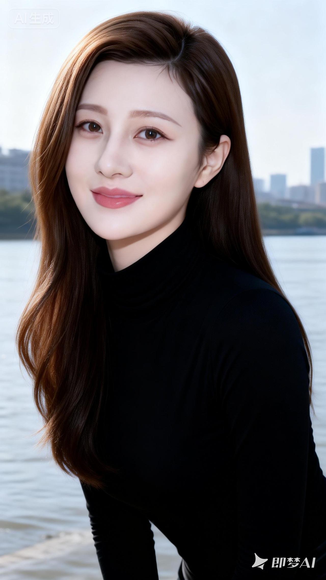 都市丽人风范，黑衣红发，优雅迷人！