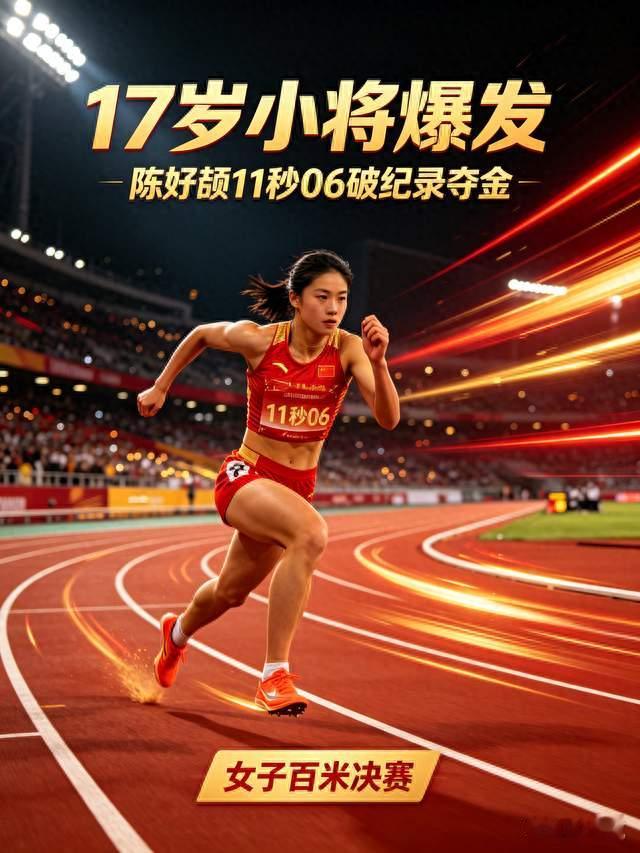 17岁小将爆发！陈妤颉百米飞人大战破亚运纪录夺金