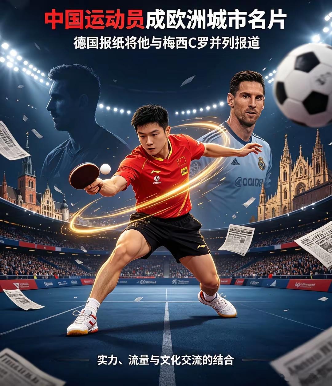 德国报纸把樊振东放上头版，和梅西C罗并列，中国运动员第一次成了欧洲城市的名片，当