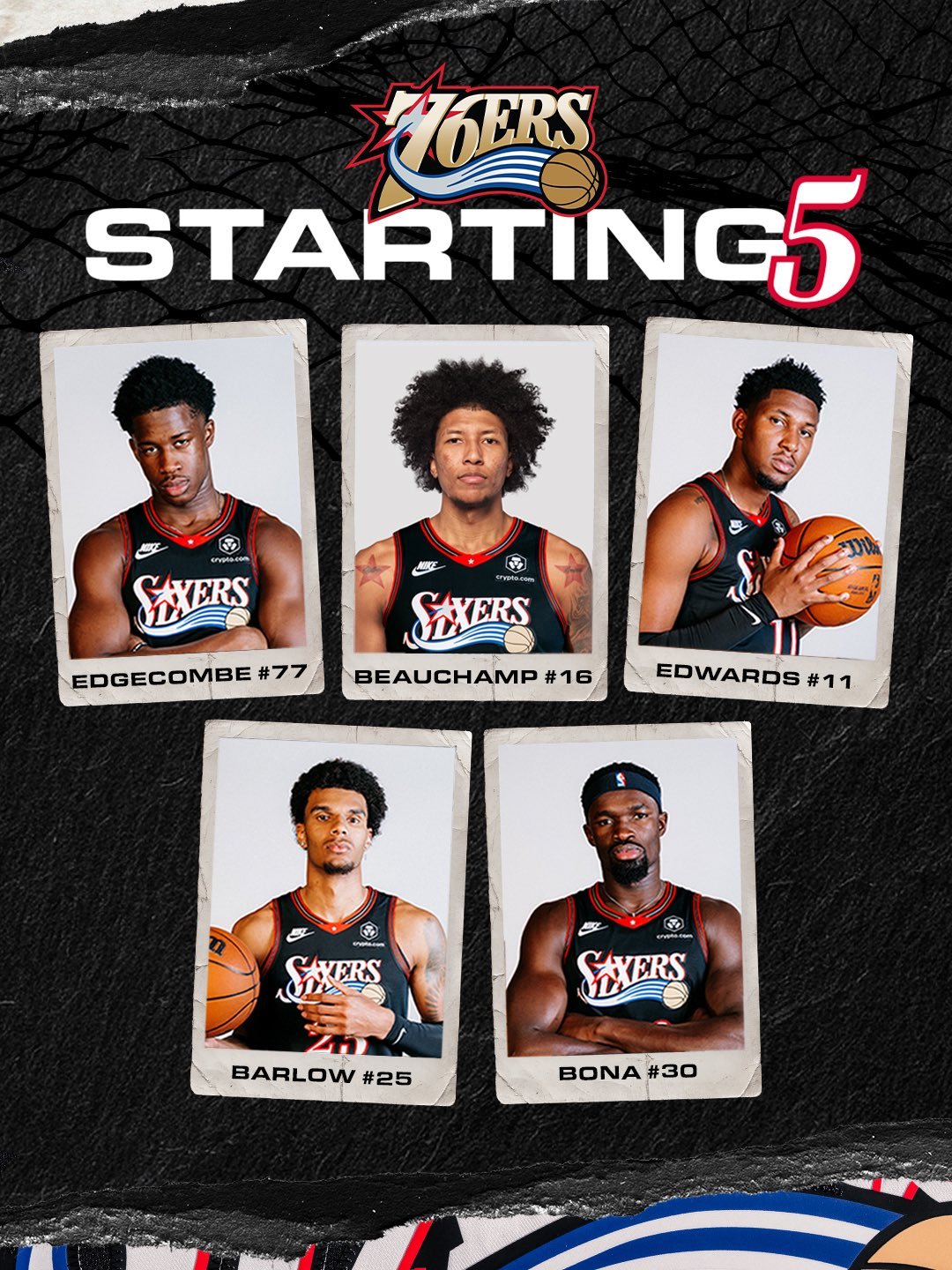 格兰姆斯（生病）缺席今日比赛，连比彻姆都提上了首发～这球队是真没人打球了！费城7