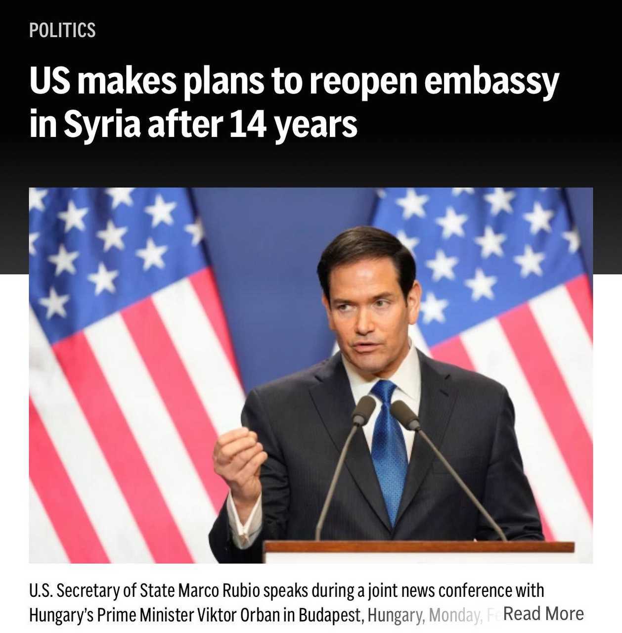 据美联社报道，美国已正式通知国会，计划开始筹备重开自2012年起关闭的驻大马士革