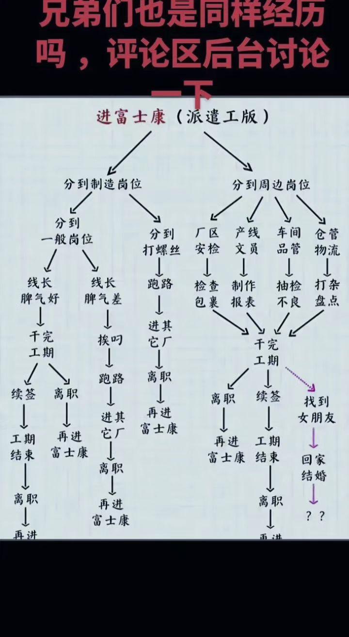 一张图诠释了你在富士康的生涯之路😃
