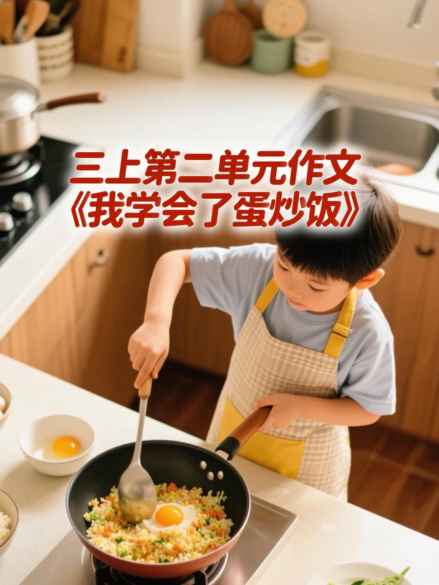 《我学会了蛋炒饭》 优秀范文。家长必读，小学三年级上册第二单元习作《写...