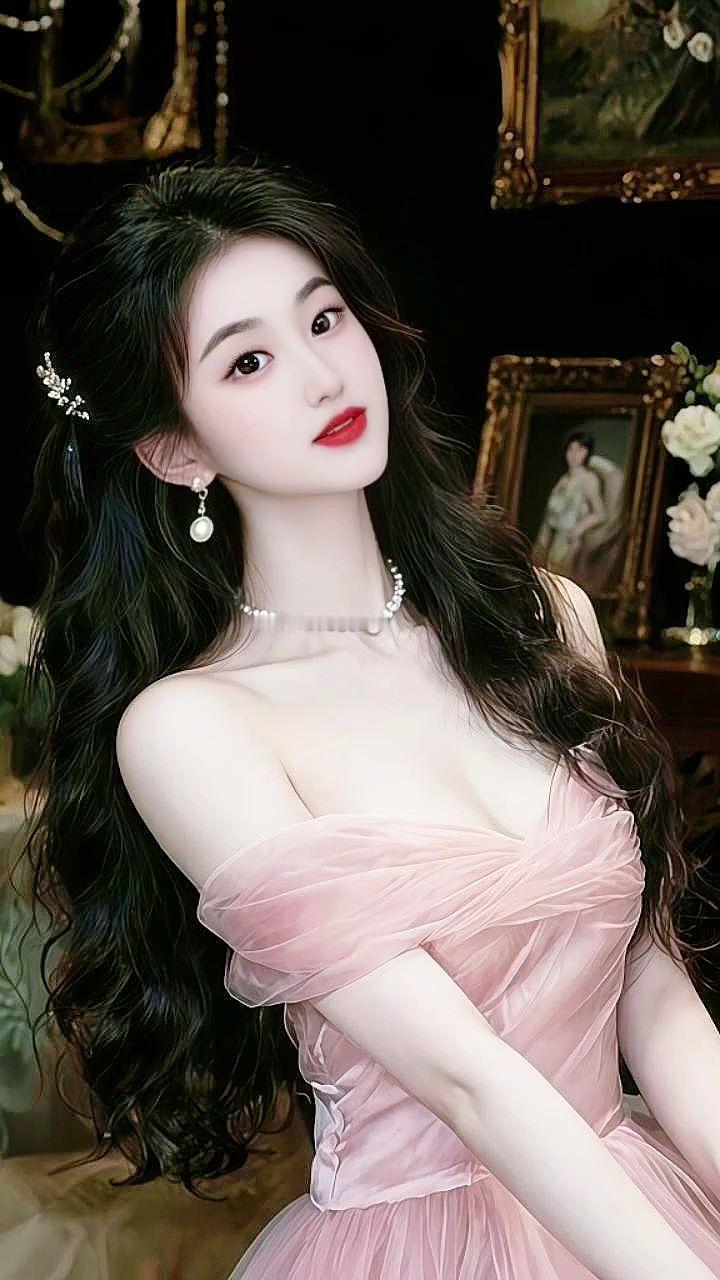 美出温柔感 艺术写真照 浪漫纯欲风 粉色抹胸礼服 优雅气质