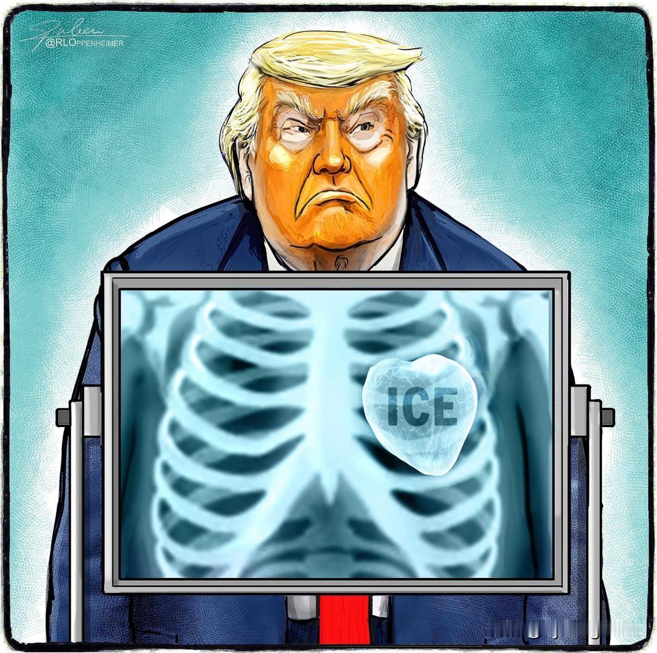 🇳🇱荷兰漫画家鲁本·奥本海默认为特朗普冷酷无情。

需要提醒的是，ICE是美