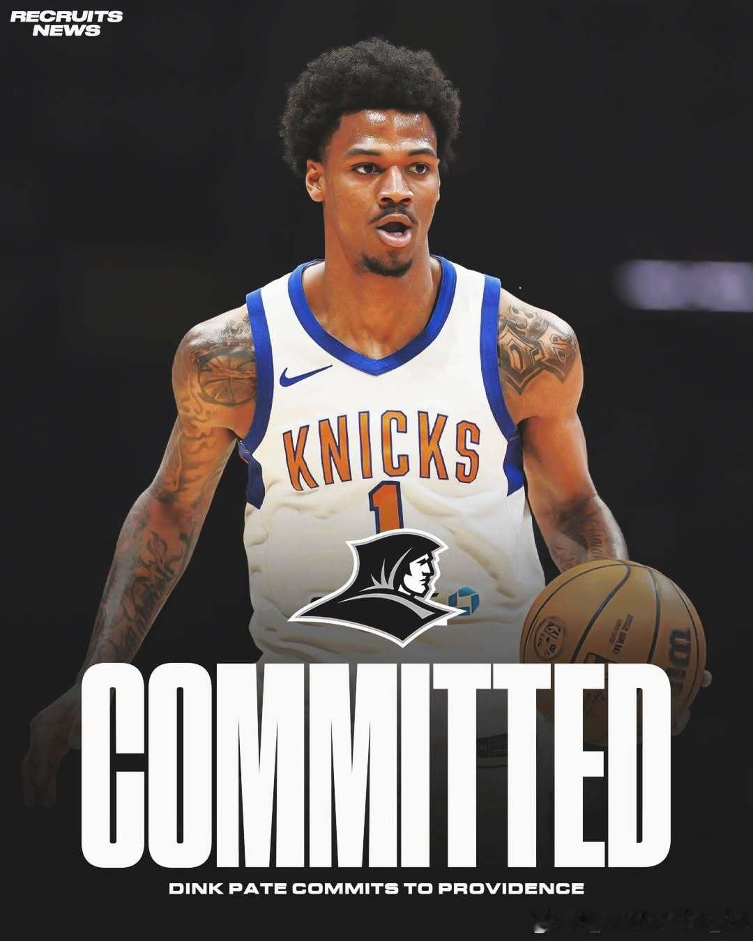 发展联盟后卫丁克·佩特(Dink Pate)已承诺加盟普罗维登斯学院这位身高6尺