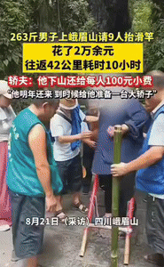 “活该他发财！”四川峨眉山，一男子体重263斤，但为了上峨眉山拜神，竟请了9个轿
