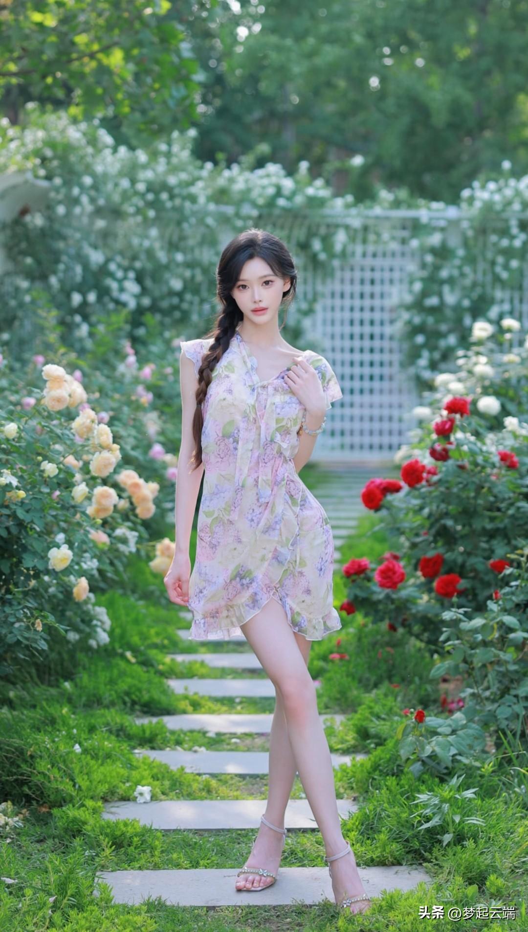花径曲中行，芳草绿如茵。