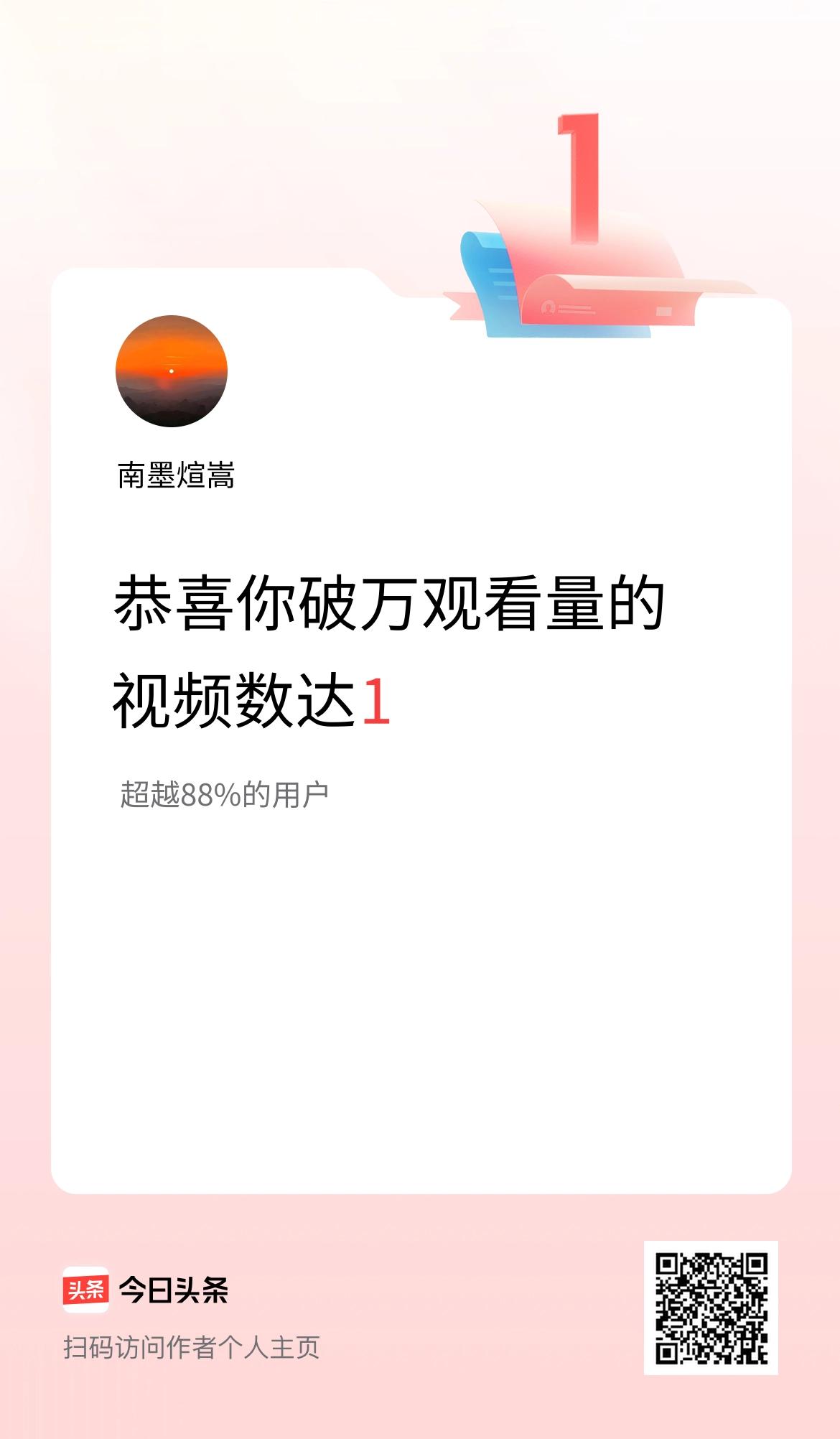 我在头条有1条视频播放量破万了！