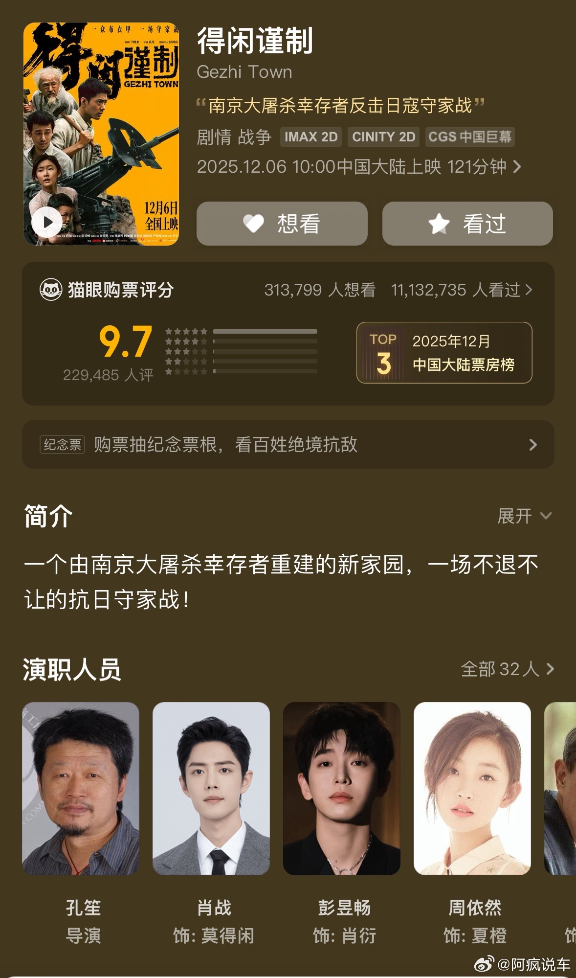 肖战演的得闲谨制票房破4亿了，而且最近好像还有其他要上的电视剧《小城良方》，我看