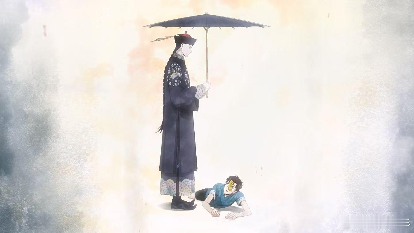 终于等到谷围撑伞名场面 中式美学的精髓全在这帧里了！倾斜构图藏着宿命感，红与绿的