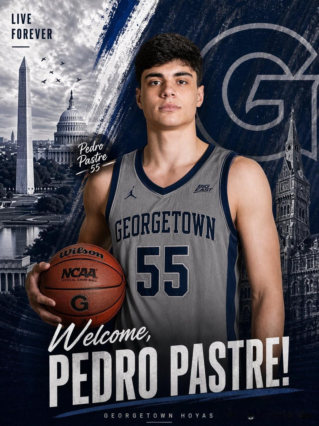 巴西前锋Pedro Pastre宣布承诺加盟NCAA男篮 乔治城大学，出生于20