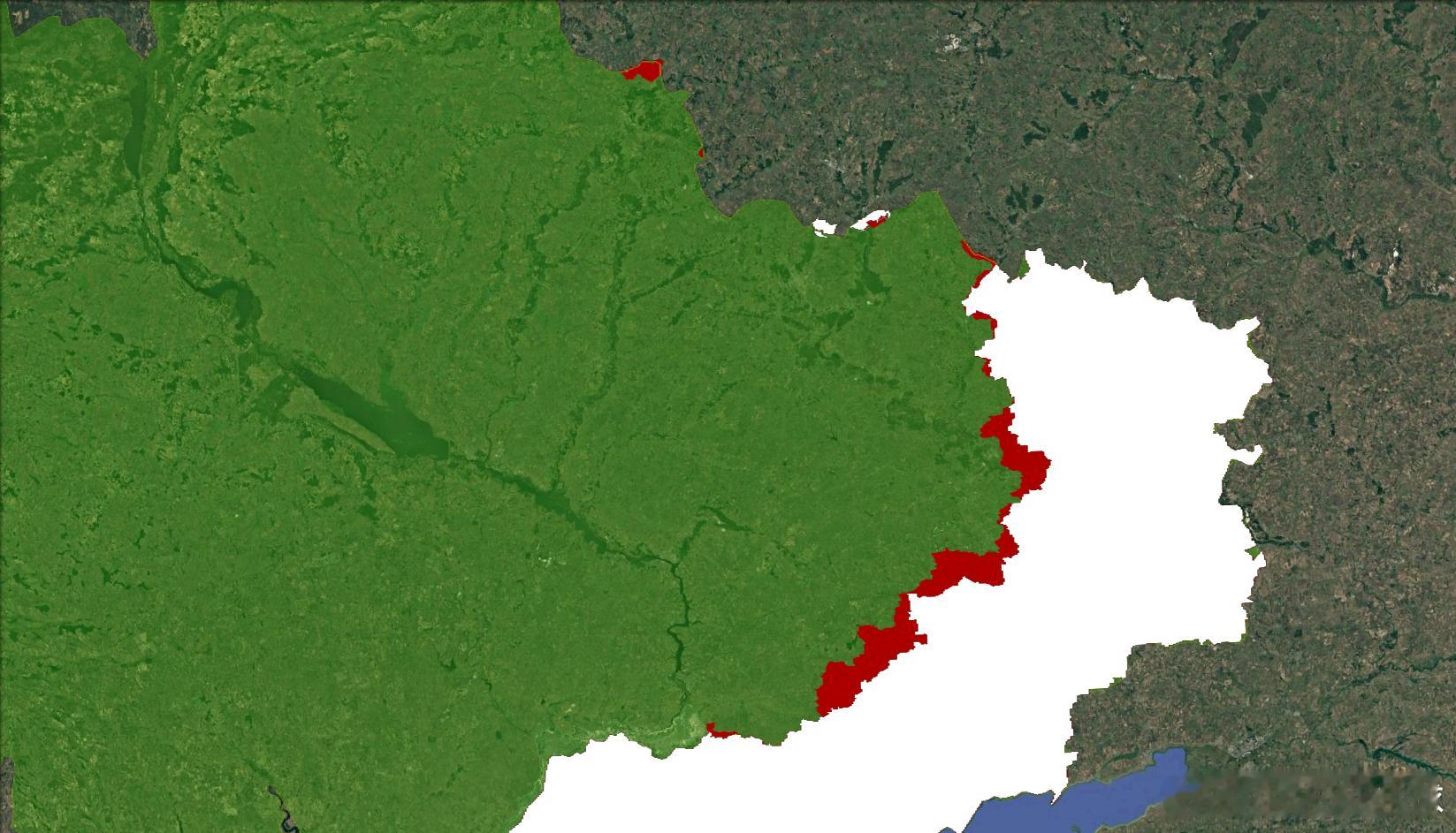 俄乌冲突四周年 红色区域是俄军从2025年2月到2026年2月打下的领土俄乌局势