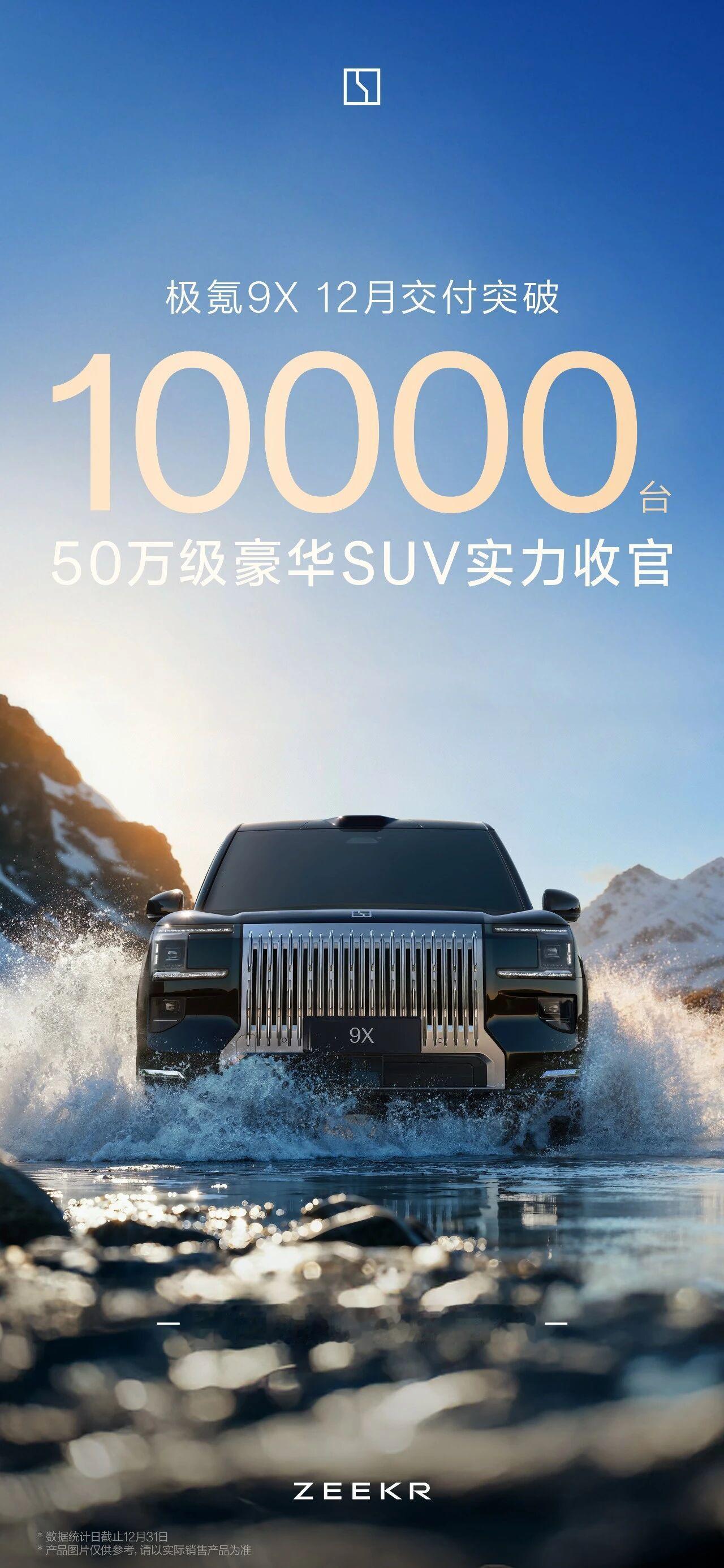 极氪9X12月交付破万真的惊了50万级的豪华SUV，12月交付直接破1万台，这销