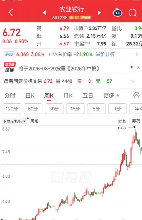 一位上海的股民，3.4 元建仓农业银行，大概买了 270 多万。买完之后他就拿着