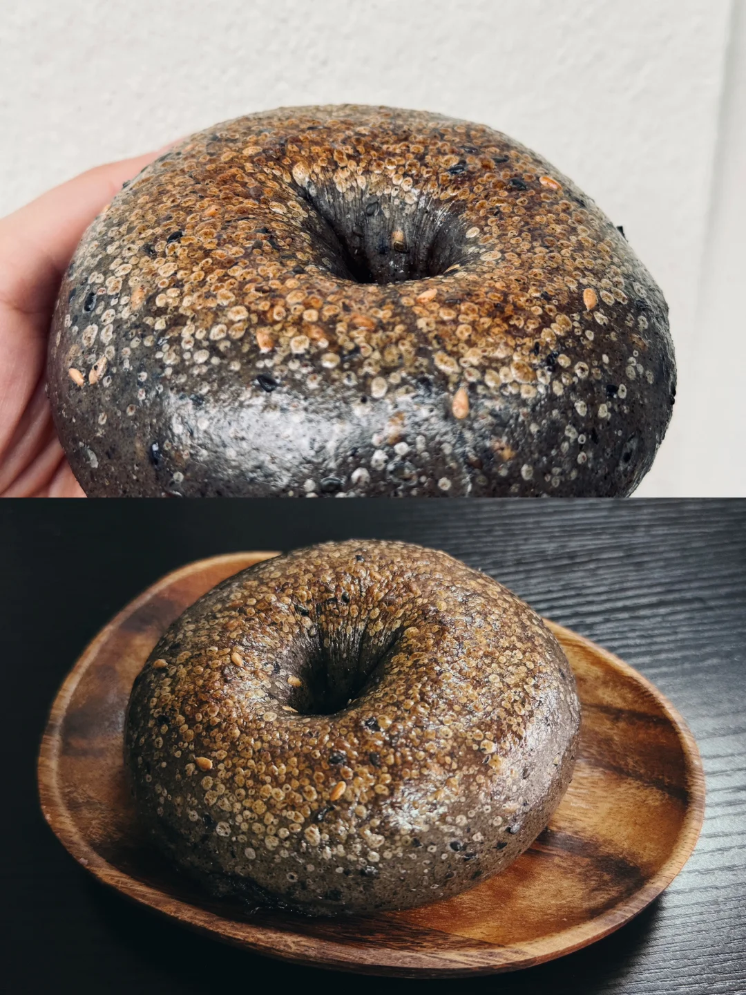 吃了头发乌黑的贝果🥯双重黑芝麻🥯巨香❗️