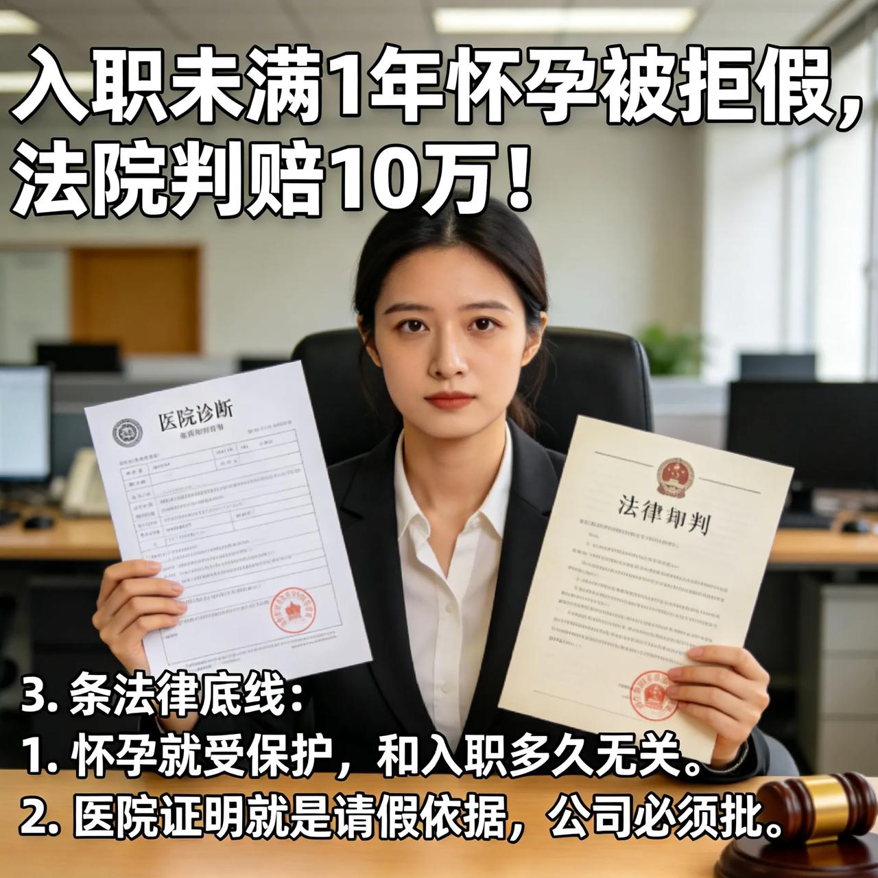 入职未满1年怀孕被拒假，法院判赔10万！打工人一定要懂
 
今天才明白，入职时间