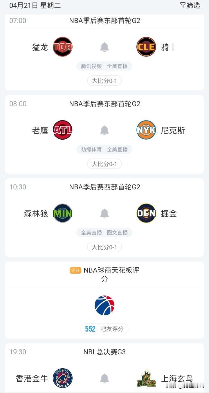 明日NBA首轮G2骑士战猛龙 掘金战森林狼 尼克斯战老鹰等焦点赛事关注