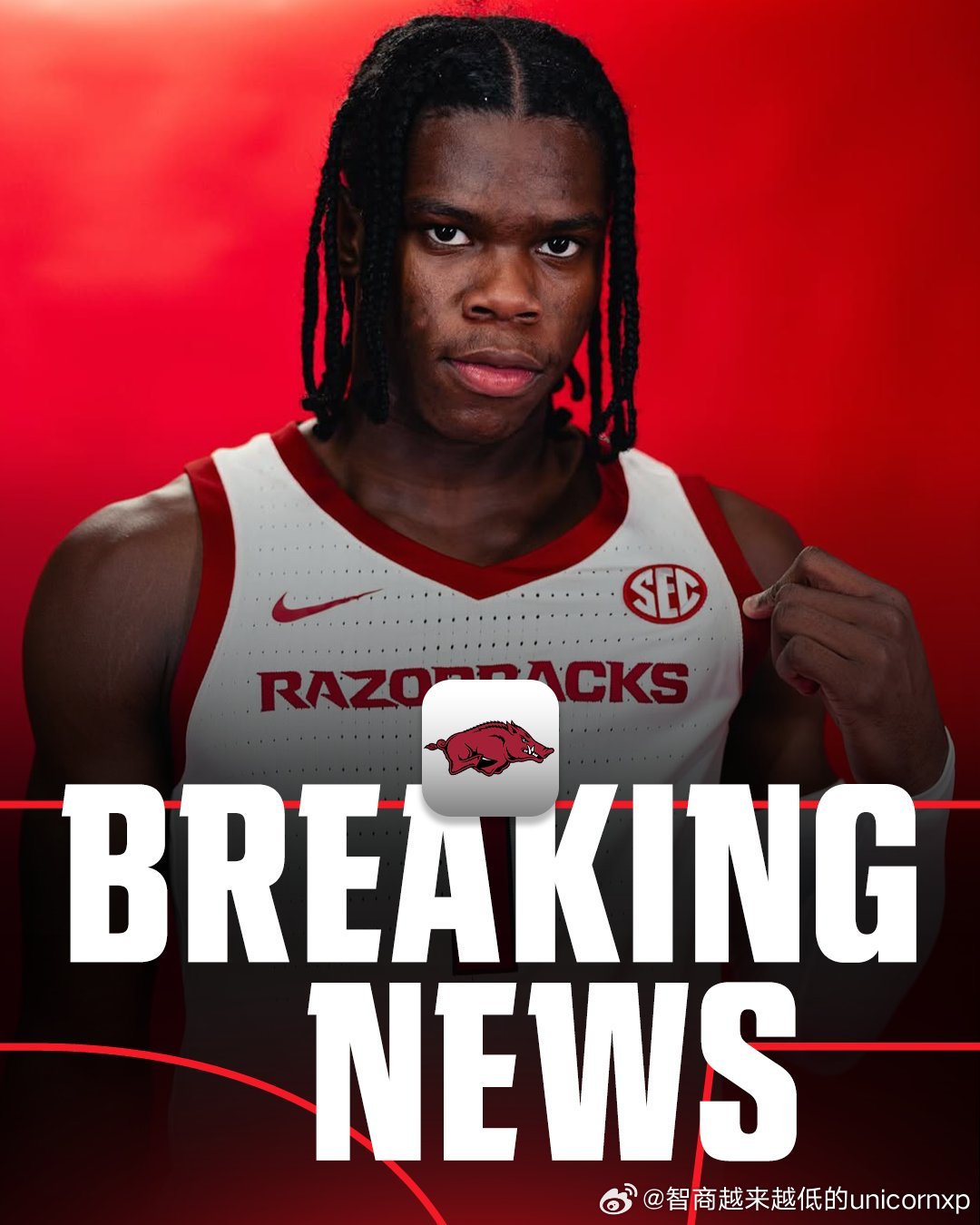 2026届全美五星后卫Jordan Smith承诺卡利帕里的阿肯色大学NCAAN