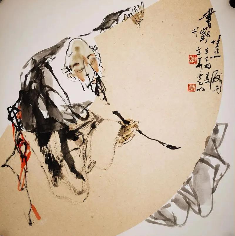 上联：骑扇泼墨生奇景
下联：[比心]

网络图片/诚谢侵删