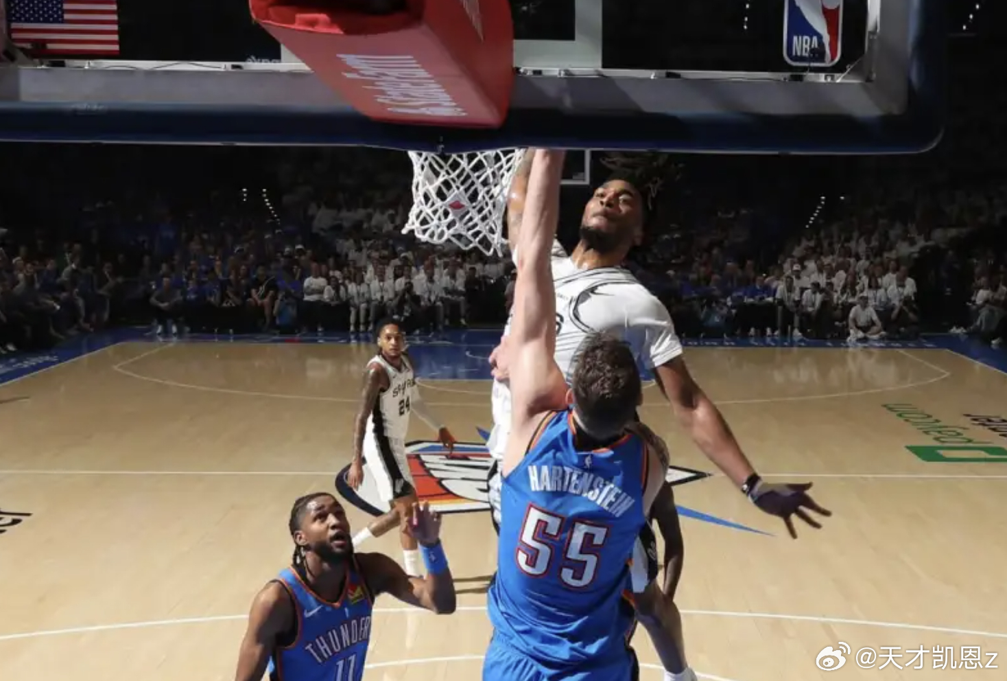 NBA｜马刺西决半场51-62落后雷霆！亚历山大15分5助，文班亚马7分5板3帽
