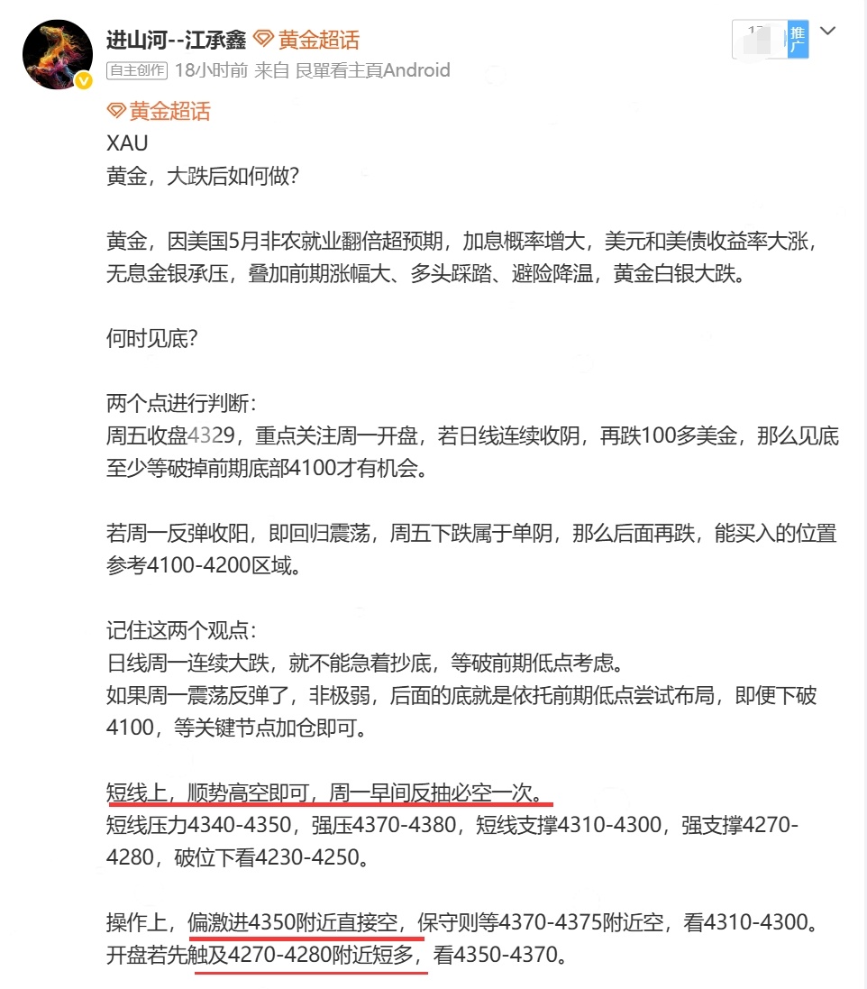黄金黄金持续新低，日内又是顶级空！每日提醒要做空，不抄底！跟随我一路征战空头的勇