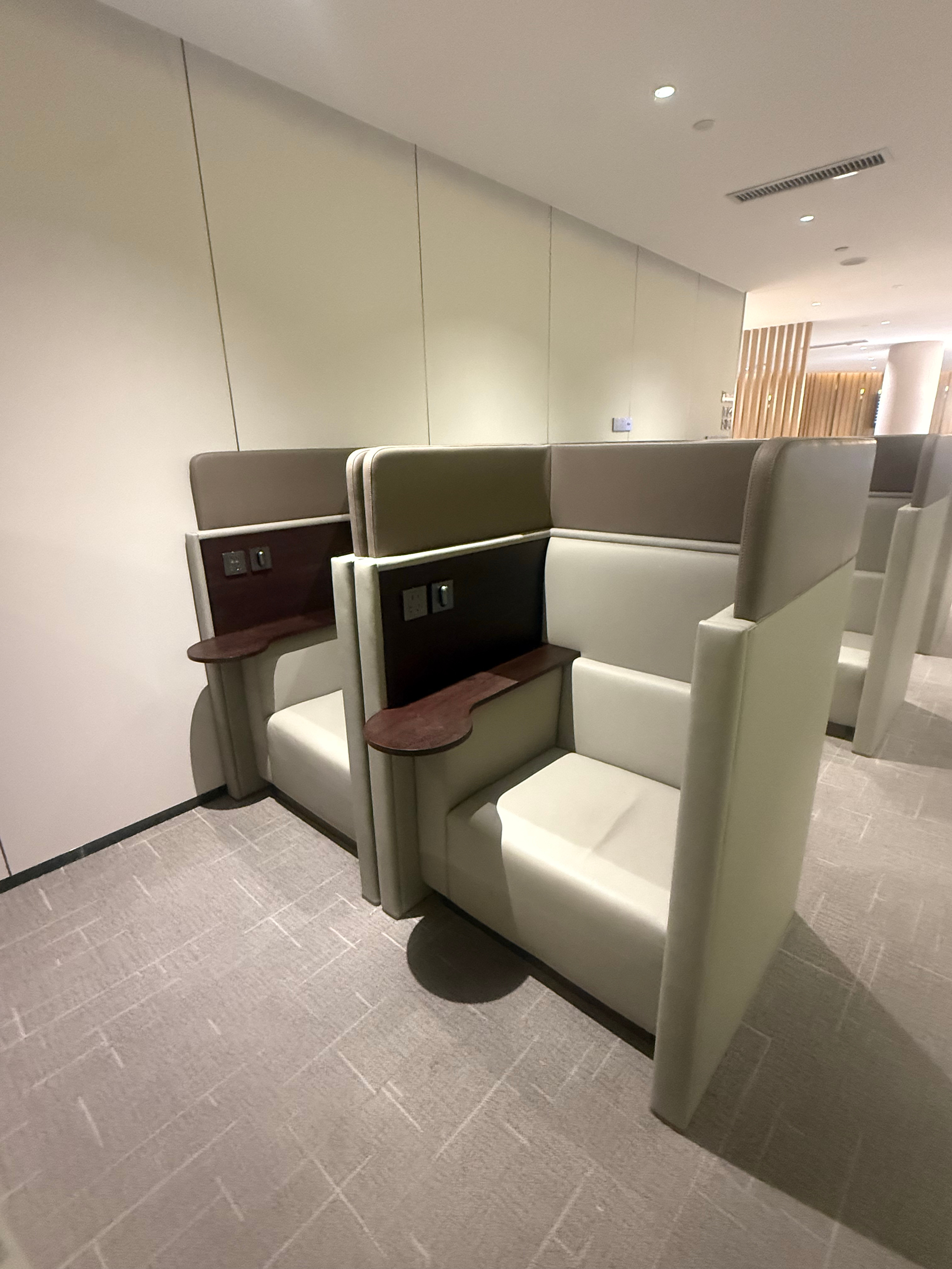 这个点儿海航休息室简直完美✨人少安静，还有热腾腾的粉面档虽然刚吃过饭，但谁能拒绝