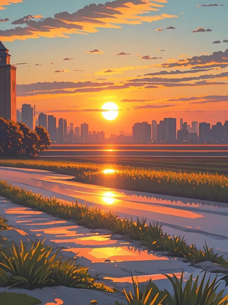 夕阳的光芒，柔和而温暖，它轻轻地抚摸着大地万物。在它的映照下，一切都变得那么温柔