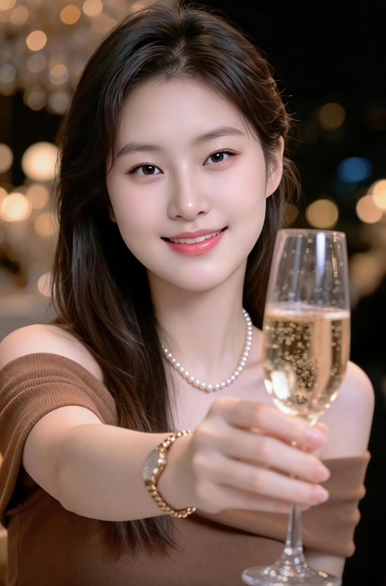 微笑举杯，庆祝美好时光。