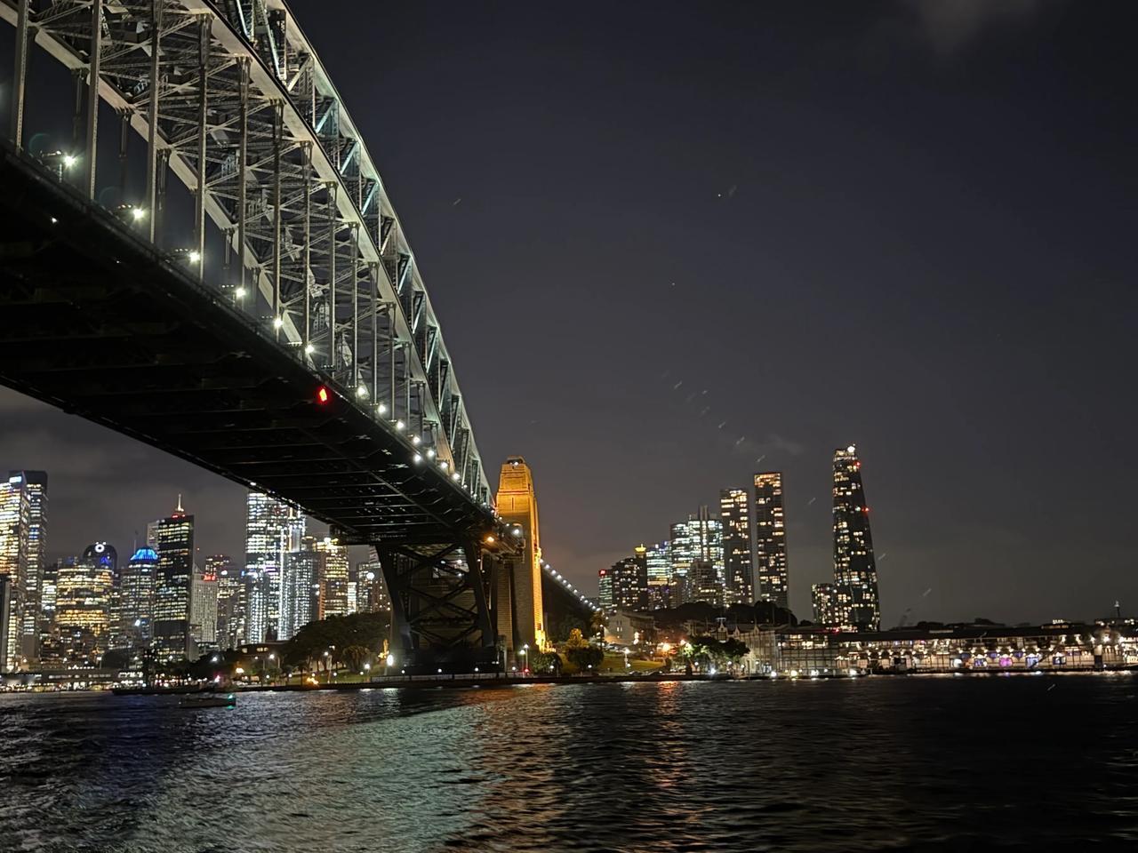 悉尼夜晚的海港美景。